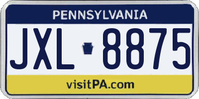 PA license plate JXL8875