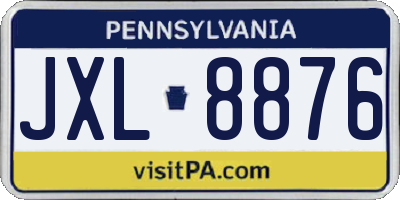 PA license plate JXL8876