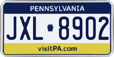 PA license plate JXL8902