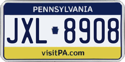 PA license plate JXL8908