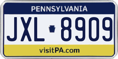PA license plate JXL8909