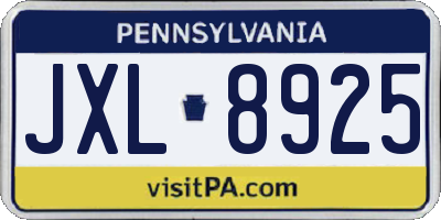 PA license plate JXL8925
