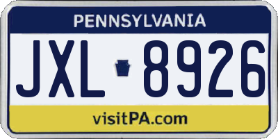 PA license plate JXL8926