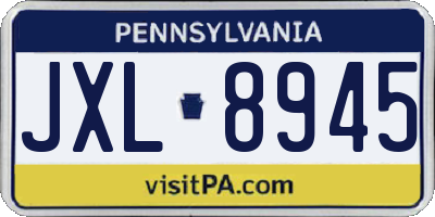 PA license plate JXL8945