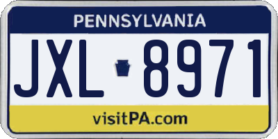PA license plate JXL8971