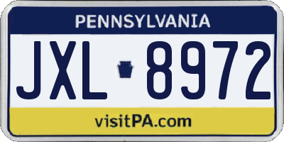 PA license plate JXL8972