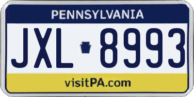 PA license plate JXL8993