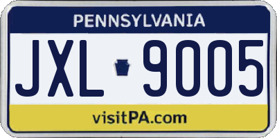 PA license plate JXL9005