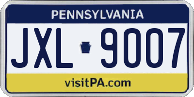 PA license plate JXL9007