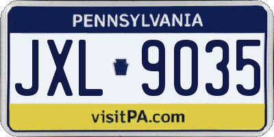 PA license plate JXL9035