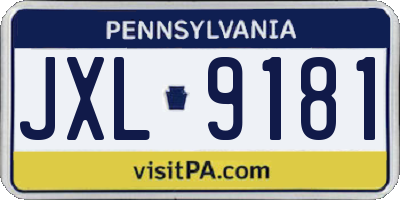 PA license plate JXL9181