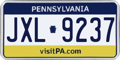 PA license plate JXL9237