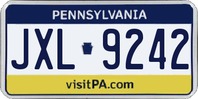 PA license plate JXL9242
