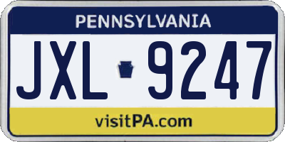 PA license plate JXL9247