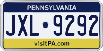 PA license plate JXL9292