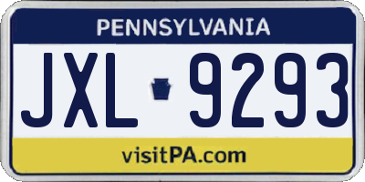 PA license plate JXL9293