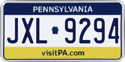 PA license plate JXL9294