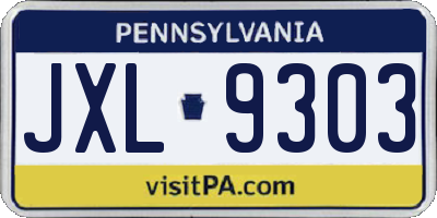 PA license plate JXL9303
