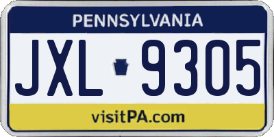 PA license plate JXL9305