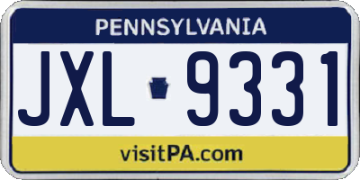 PA license plate JXL9331