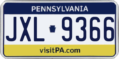 PA license plate JXL9366