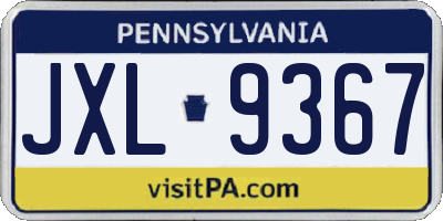PA license plate JXL9367