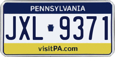 PA license plate JXL9371