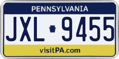 PA license plate JXL9455
