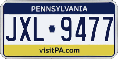 PA license plate JXL9477