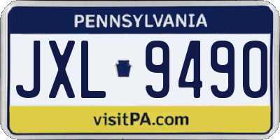 PA license plate JXL9490
