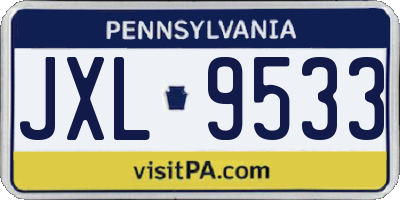 PA license plate JXL9533