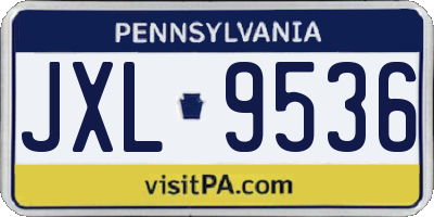 PA license plate JXL9536