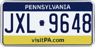 PA license plate JXL9648