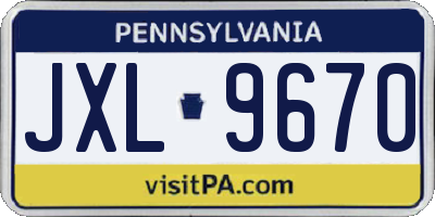 PA license plate JXL9670