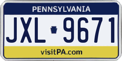 PA license plate JXL9671