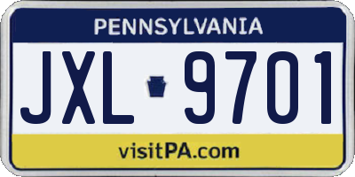PA license plate JXL9701