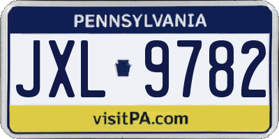 PA license plate JXL9782