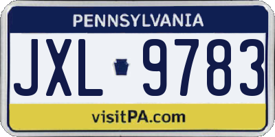 PA license plate JXL9783