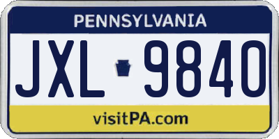 PA license plate JXL9840