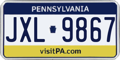 PA license plate JXL9867