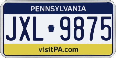 PA license plate JXL9875