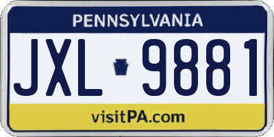 PA license plate JXL9881