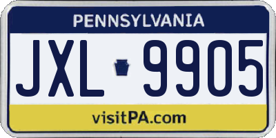 PA license plate JXL9905