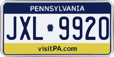 PA license plate JXL9920