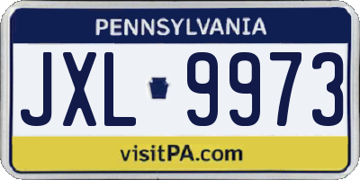 PA license plate JXL9973