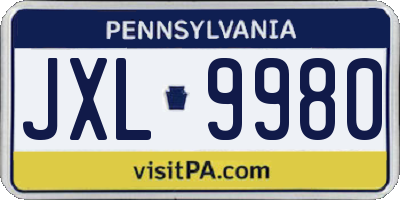 PA license plate JXL9980