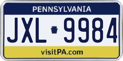 PA license plate JXL9984