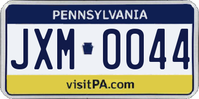 PA license plate JXM0044