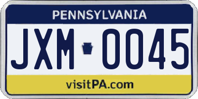 PA license plate JXM0045