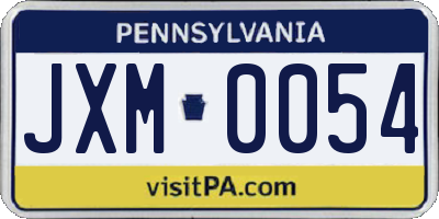 PA license plate JXM0054
